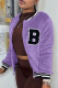 Purple Fashion Casual Letter Embroidered Outerwear