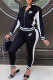 Black Fashion Sportswear Print Patchwork Zipper Collar Long Sleeve Two Pieces