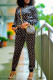 Gold Fashion Casual Print Patchwork O Neck Long Sleeve Two Pieces