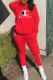 Red Fashion Sportswear Embroidery Patchwork Hooded Collar Long Sleeve Two Pieces