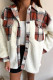 Brown Fashion Casual Plaid Print Patchwork Cardigan Turndown Collar Outerwear