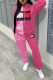 Pink Fashion Casual Print Patchwork Hooded Collar Long Sleeve Two Pieces
