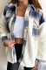 Blue Fashion Casual Plaid Print Split Joint Cardigan Turndown Collar Outerwear