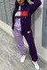 Purple Fashion Casual Print Patchwork Hooded Collar Long Sleeve Two Pieces