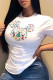 White Street Cute Print Solid Patchwork O Neck T-Shirts