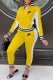 Yellow Fashion Sportswear Print Patchwork Zipper Collar Long Sleeve Two Pieces
