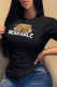 Black Sweet Cute Print Patchwork O Neck T-Shirts