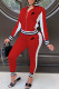 Red Fashion Sportswear Print Patchwork Zipper Collar Long Sleeve Two Pieces
