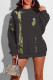 Black Casual Print Patchwork O Neck Tops
