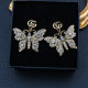 White Fashion Vintage Letter Patchwork Hot Drill Earrings