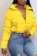 Yellow Fashion Street Print Patchwork Mandarin Collar Outerwear