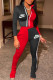 Black Fashion Casual Print Patchwork Zipper Collar Long Sleeve Two Pieces