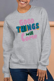 Yellow Casual Street Print Letter O Neck Tops