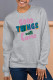 Grey Casual Street Print Letter O Neck Tops