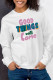 White Casual Street Print Letter O Neck Tops