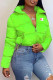 Fluorescent Green Fashion Street Print Patchwork Mandarin Collar Outerwear