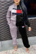Grey Fashion Casual Print Patchwork Hooded Collar Long Sleeve Two Pieces