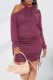 Fuchsia Casual Solid Hollowed Out Patchwork Frenulum Fold Hooded Collar One Step Skirt Dresses