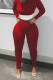 Purplish Red Sexy Solid Patchwork Turtleneck Long Sleeve Two Pieces