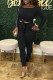 Black Sexy Casual Solid Bandage Patchwork Off the Shoulder Long Sleeve Two Pieces