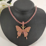 rose red Fashion Casual Butterfly Necklace Pendant