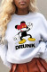 White Casual Cute Print Patchwork O Neck Tops