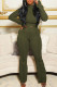 Army Green Casual Solid Patchwork Turtleneck Long Sleeve Two Pieces