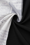 Black And White Fashion Street Print Split Joint V Neck Irregular Dresses