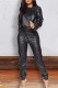 Black Fashion Casual Solid Basic Hooded Collar Long Sleeve Two Pieces