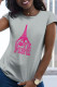 Grey Casual Daily Print Patchwork O Neck T-Shirts