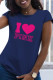 Navy Blue Casual Street Print Patchwork Letter O Neck T-Shirts