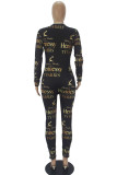 Gold Fashion Adult Living Print Pants V Neck Skinny Jumpsuits
