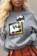 Grey Daily Cute Print Patchwork O Neck Tops