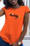 White Casual Street Print Patchwork O Neck T-Shirts