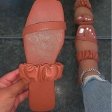 Apricot Fashion Casual Solid Color Square Toe Slippers