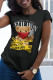 Black Street Cute Print Patchwork O Neck T-Shirts