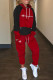 Black Red Fashion Casual Letter Embroidered Patchwork Hooded Collar Long Sleeve Two Pieces