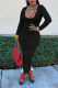 Black Sexy Solid Patchwork V Neck One Step Skirt Dresses