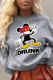 Grey Casual Cute Print Patchwork O Neck Tops
