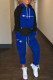 Blue Fashion Casual Letter Embroidered Patchwork Hooded Collar Long Sleeve Two Pieces