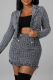 Black Sexy Vintage Patchwork Tassel Turndown Collar Long Sleeve Two Pieces