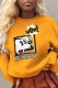 Yellow Daily Cute Print Patchwork O Neck Tops