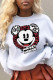 White Casual Cute Print Patchwork O Neck Tops