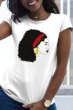 Grey Casual Daily Print Patchwork O Neck T-Shirts