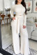Apricot Casual Solid Bandage Patchwork O Neck Long Sleeve Two Pieces