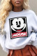 White Casual Street Character Patchwork O Neck Tops
