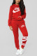 Red Sportswear Letter Print Embroidered Hooded Collar Long Sleeve Two Pieces