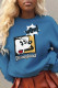 Blue Daily Cute Print Patchwork O Neck Tops