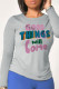 Grey Fashion Street Print Patchwork Letter O Neck Tops