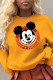 Yellow Casual Cute Print Patchwork O Neck Tops